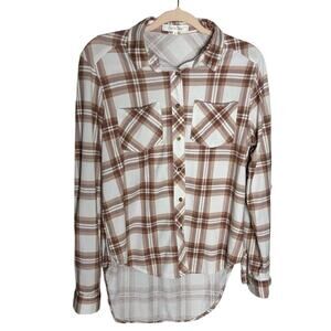 Eden & Olivia Plaid Button-Front Long Sleeve Roll Tab Shirt Women's Size: Medium